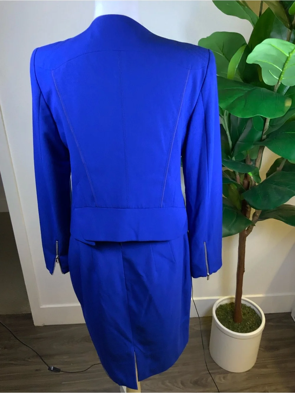 Calvin Klein Cobalt Blue Zip-Front Jacket & Skirt Set